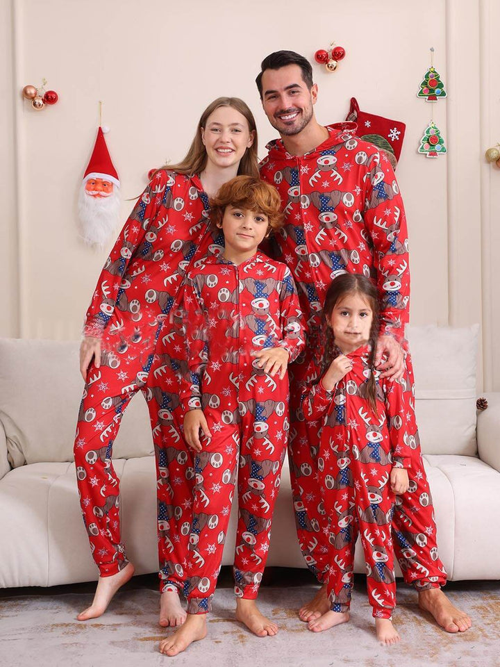 Mono para padres e hijos con estampado de alces navideños