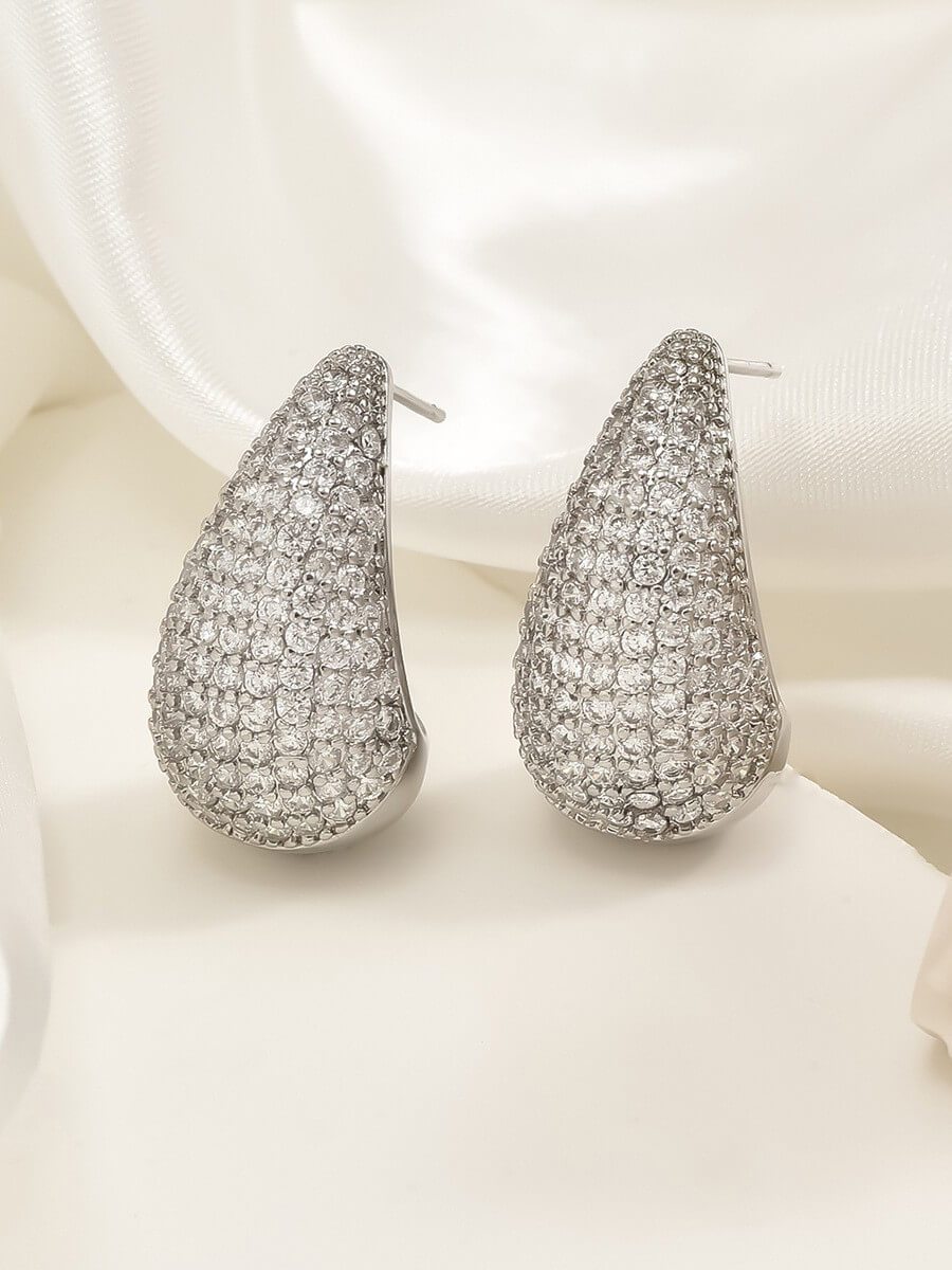 Diamond-studded Teardrop Earrings