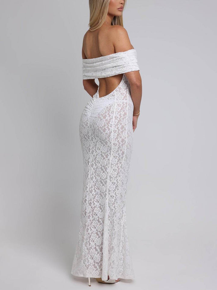 Elegant Sexy Floral Lace Fishtail Maxi-kjole