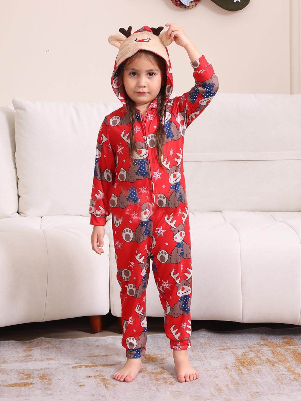 Christmas Elk Print Parent-Child Jumpsuit