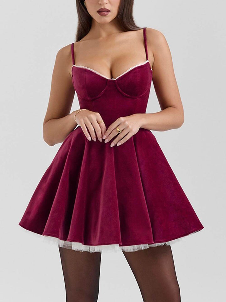 Elegance Year-end Dance Tulle Patchwork Sweetheart Neck Slip Mini Dress