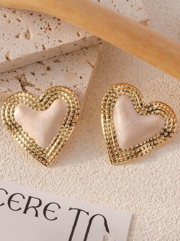 Stylish Peach Heart Earrings