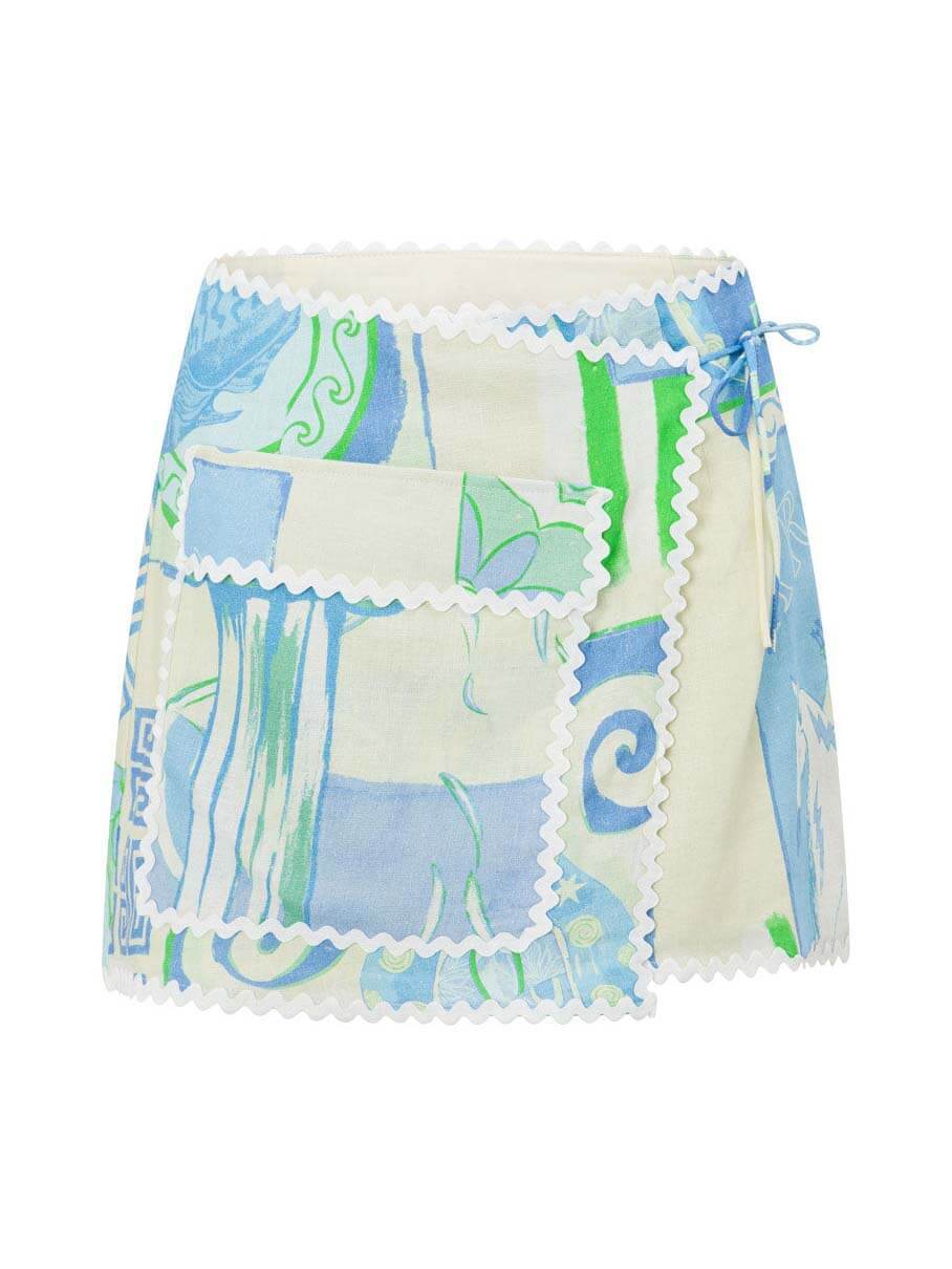 Unique Painted Print Irregular Skirt