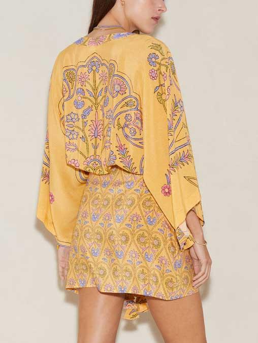 Retro Bohemian Printed Robe Mini Kjole