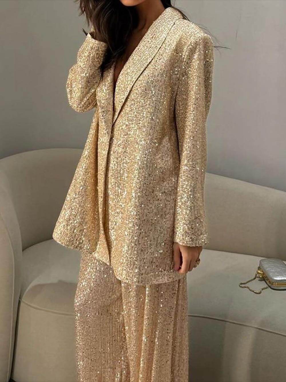 Fashionable Casual Sequined Blazer