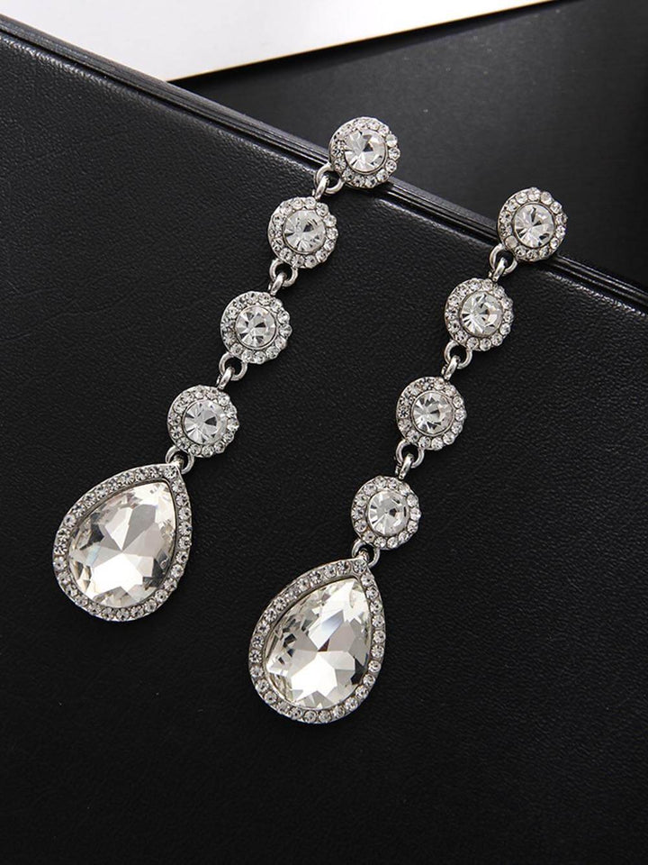 Retro Luxury Diamond-Filled Teardrop Long Earrings