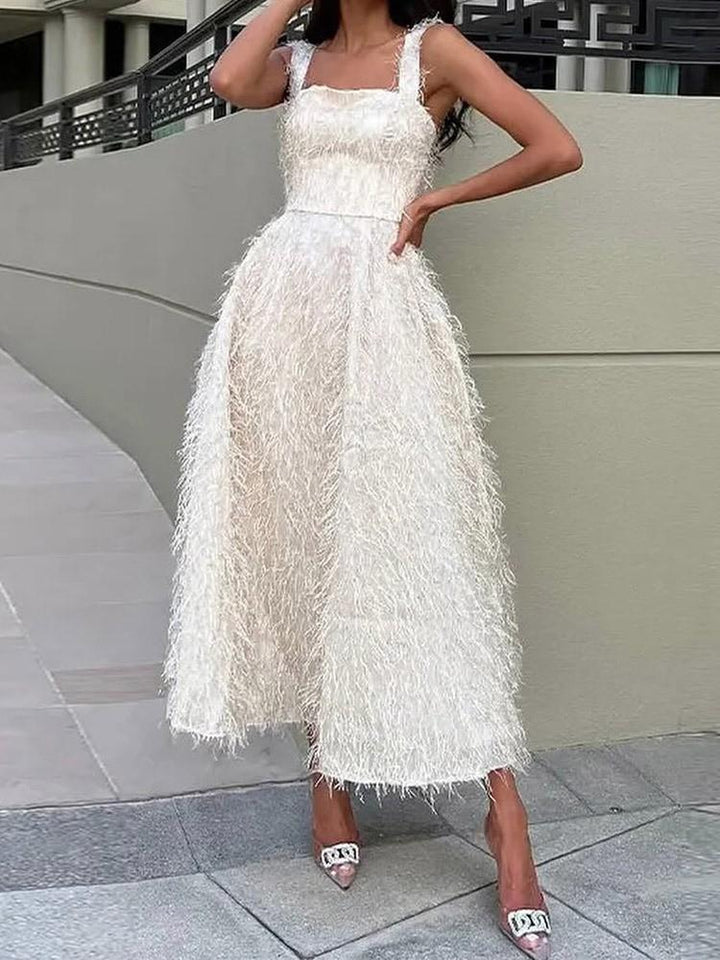 Elegant Backless High Waist Midi Dress