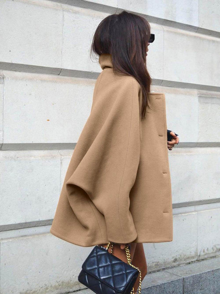 Fashionable And High-End Wool Lapel Bat Sleeve Cardigan Coat