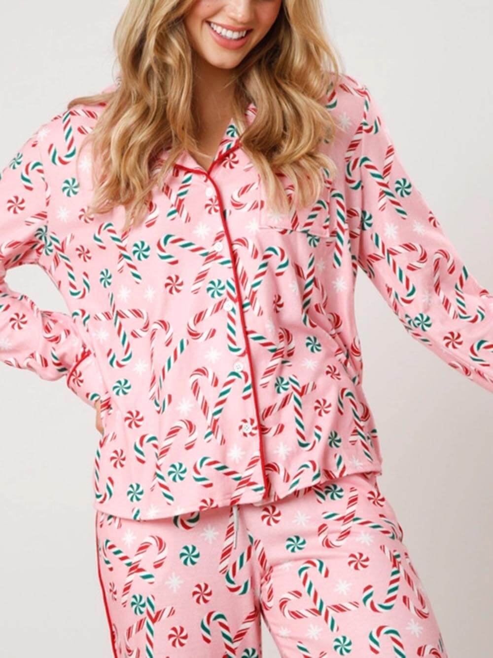 Homewear-set met lange mouwen en sneeuwvlokprint van de Kerstman