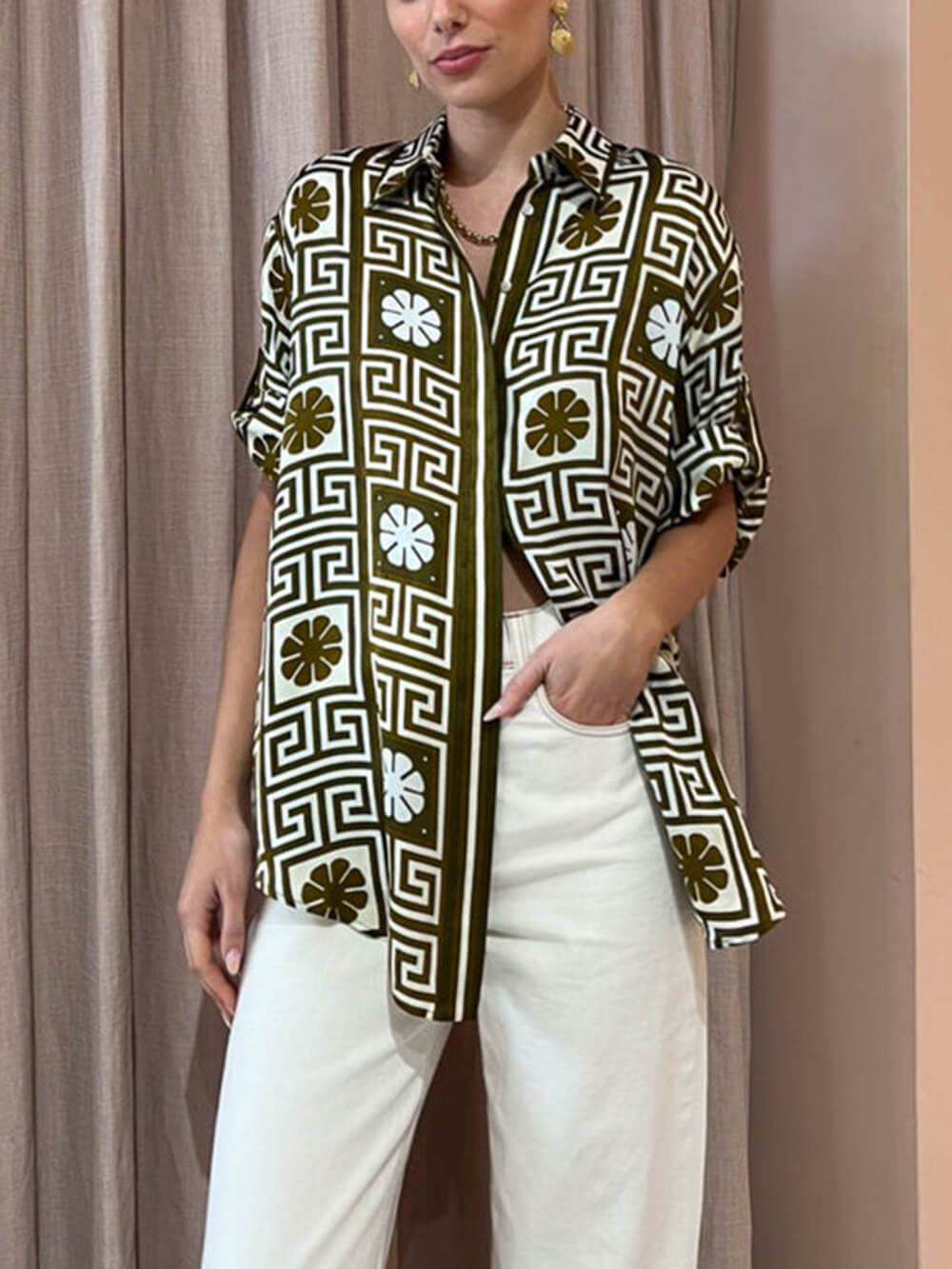 Chemise ample à imprimé à motifs uniques