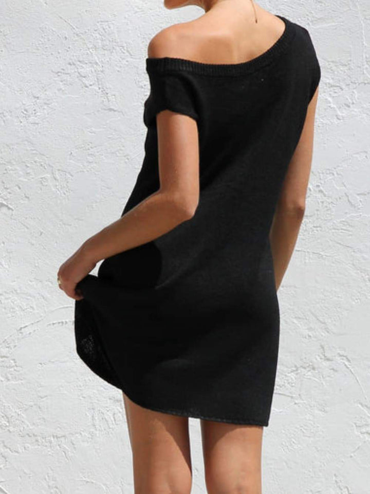 Unique Asymmetric Neckline Mini Dress