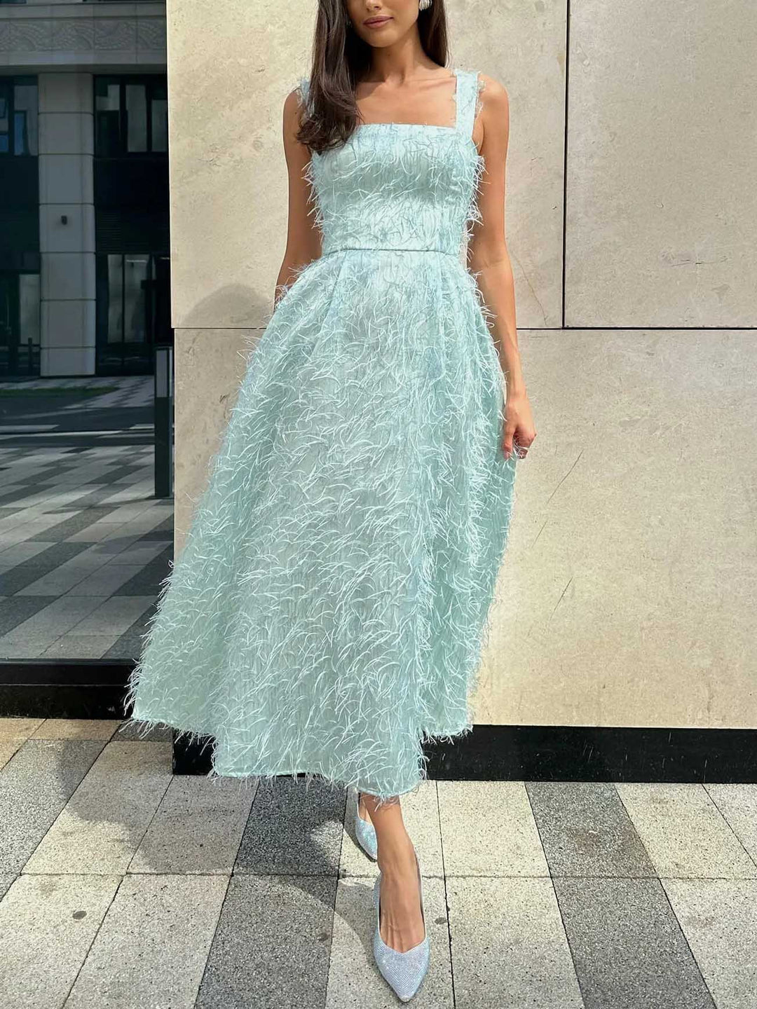 Elegant Backless High Waist Midi Dress