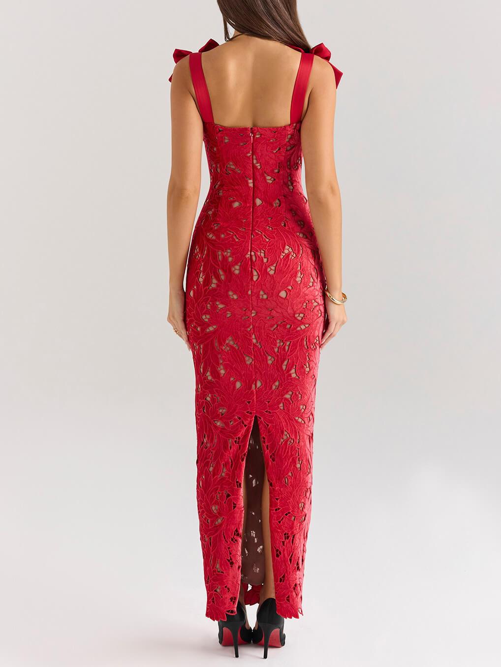 Elegant Bow Strap Festive Maxi Dress