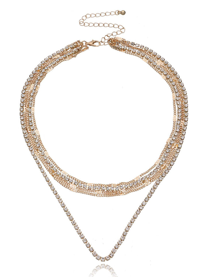 Fashionable Multi-layered Diamond Necklace