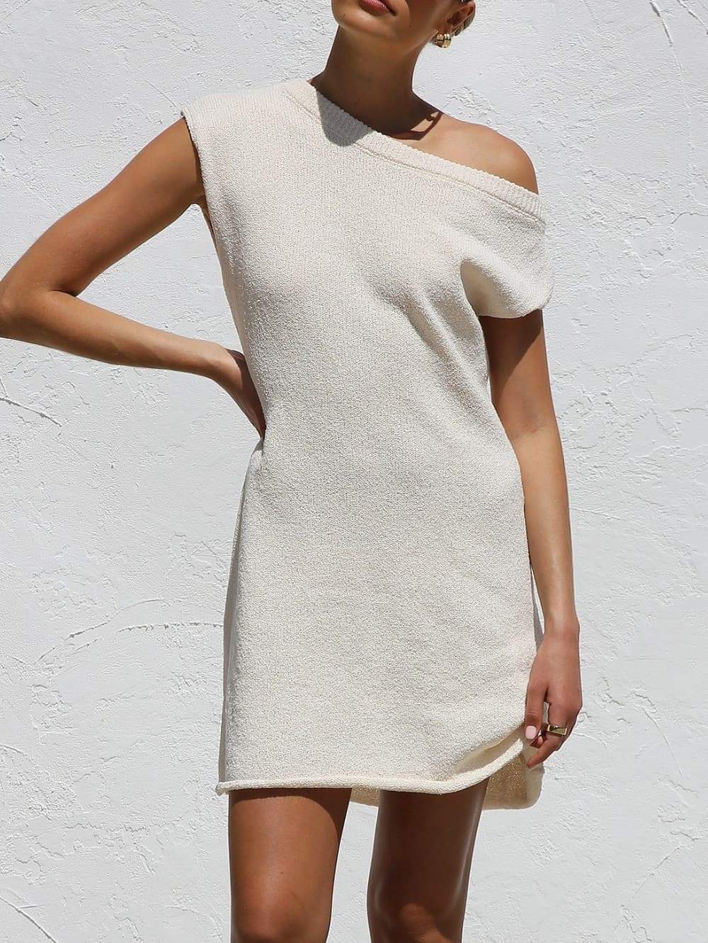 Unique Asymmetric Neckline Mini Dress