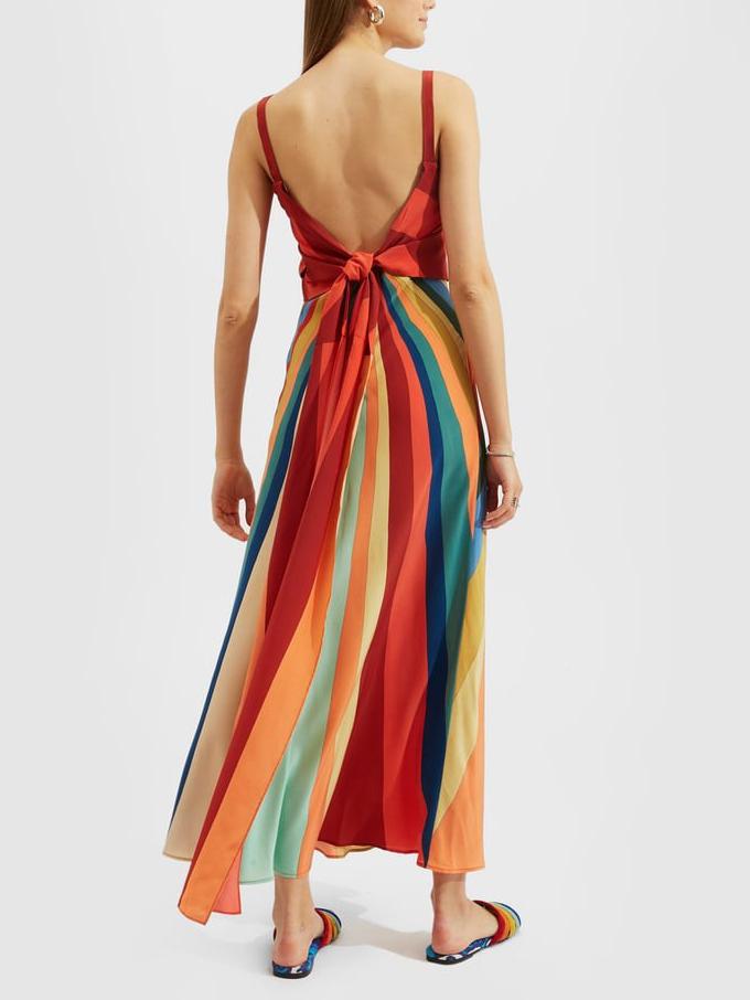 Unique And Gorgeous Rainbow Print Midi Dress