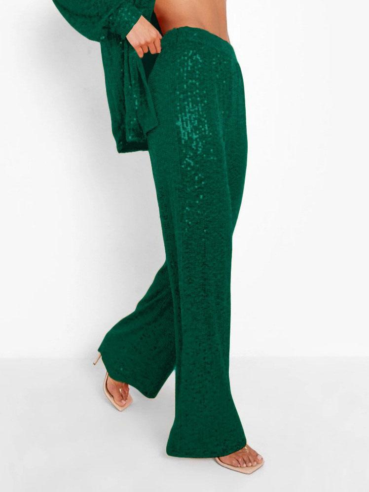 Sequined Elastic Loose Wide-leg Pants