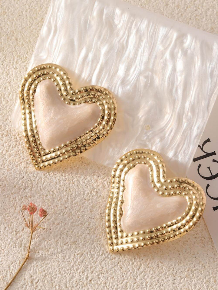 Stylish Peach Heart Earrings