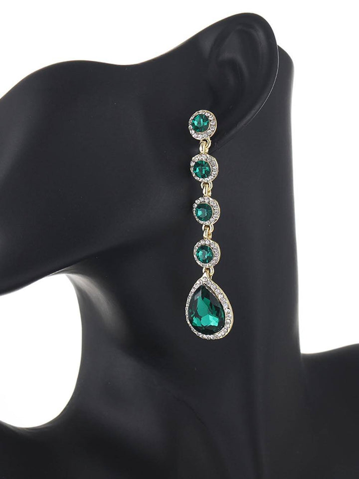 Retro Luxury Diamond-Filled Teardrop Long Earrings