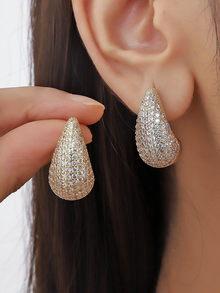 Diamond-studded Teardrop Earrings