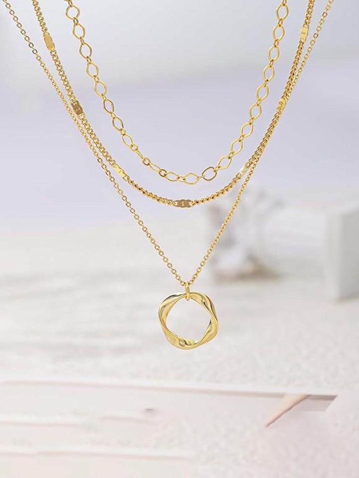 Irregular Circle Stacked Multi-Layer Necklace