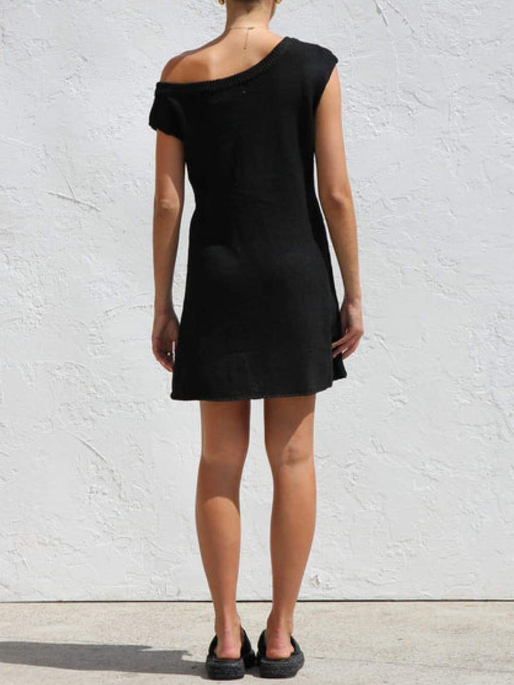 Unique Asymmetric Neckline Mini Dress