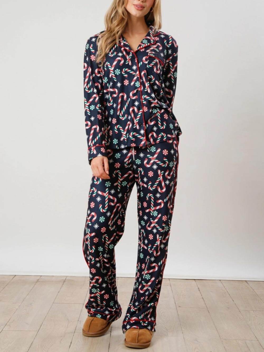 Homewear-set met lange mouwen en sneeuwvlokprint van de Kerstman