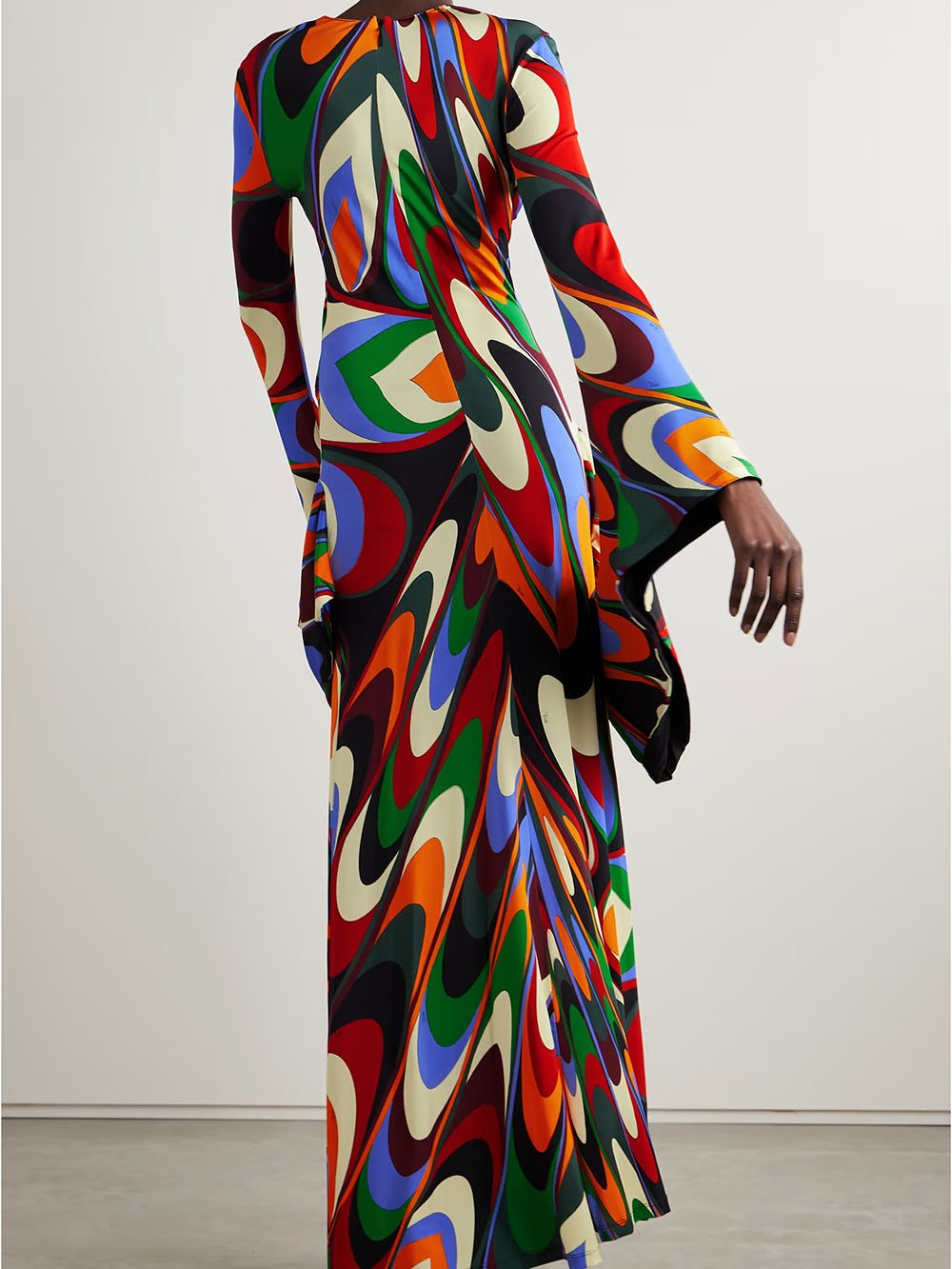 Colorful Personalized Print Trumpet Sleeve Long Dress