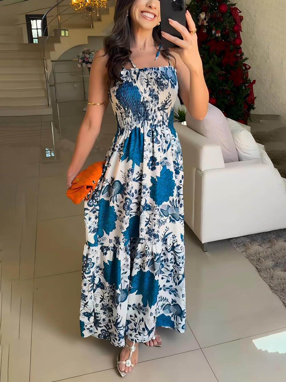 Rochie Maxi Delicata Si Eleganta Plisata Print Floral