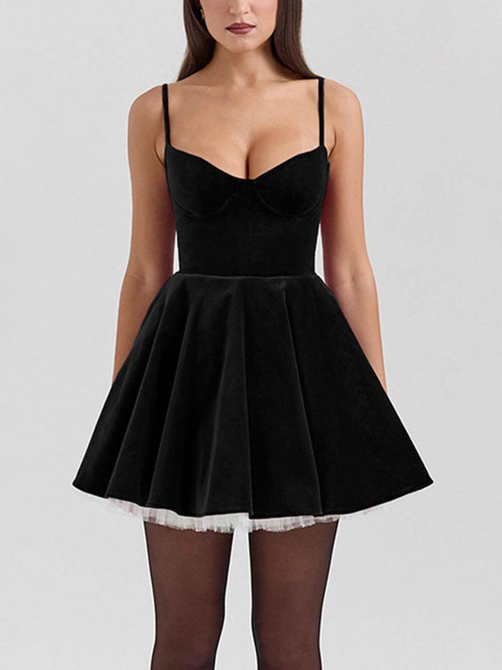 Elegance Year-end Dance Tulle Patchwork Sweetheart Neck Slip Mini Dress