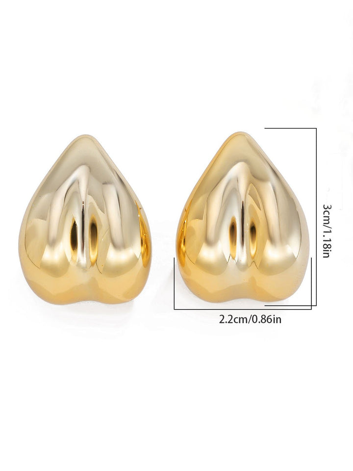 Pendientes geométricos curvos en forma de corazón de moda