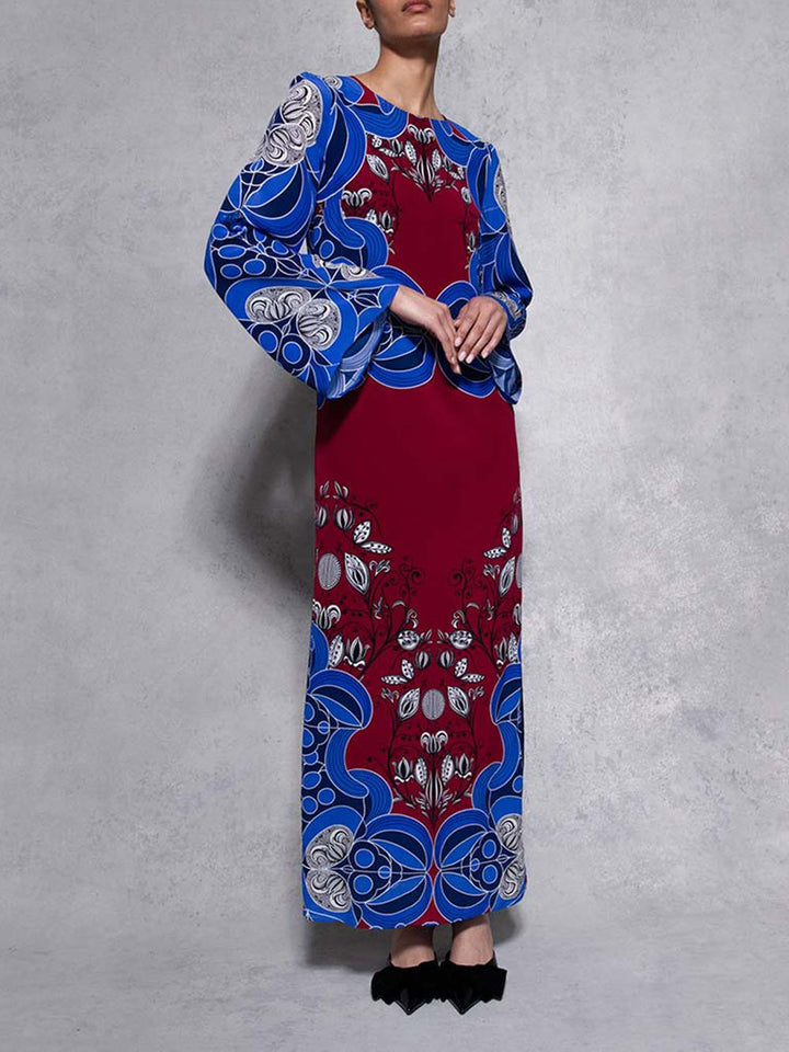 Modern Ethnic Graphic Print Midi Dress