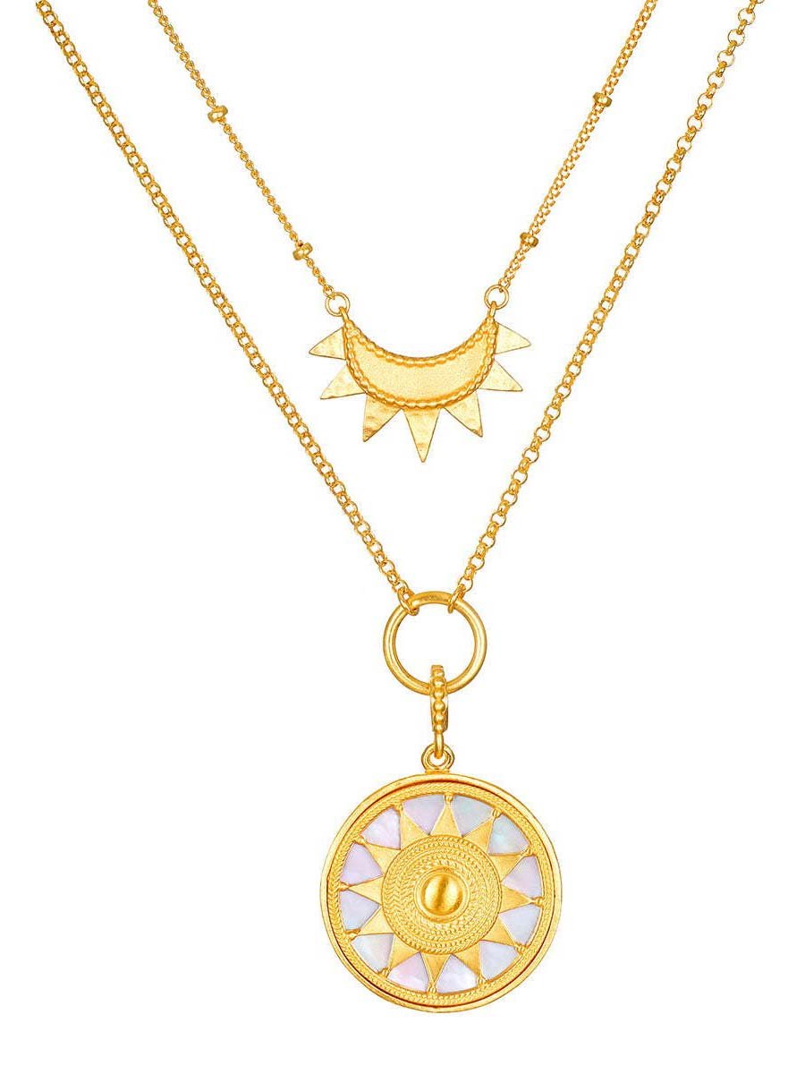 Collier Double Couche Soleil Et Lune