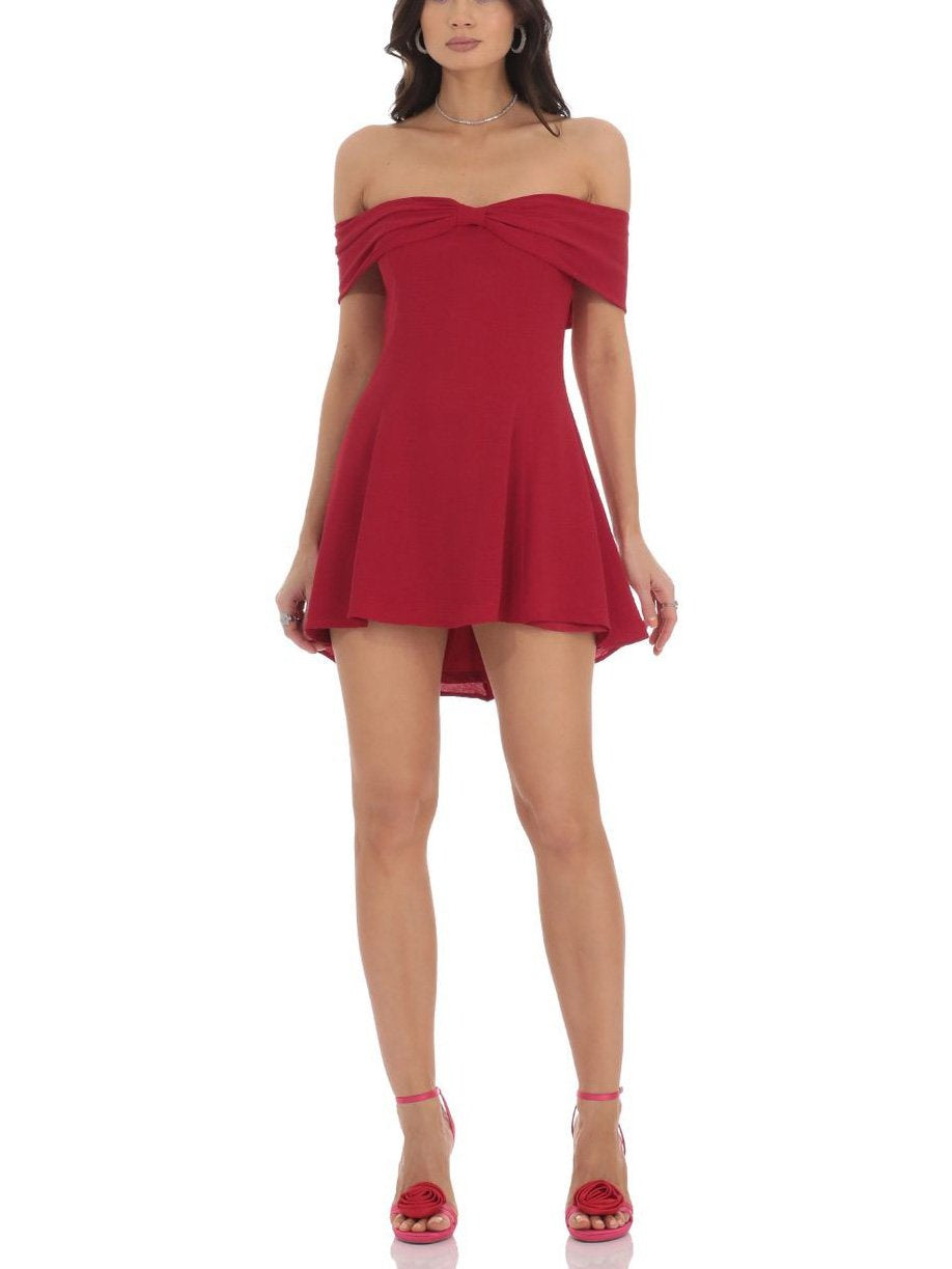 Elegant One Shoulder Bow Mini Dress