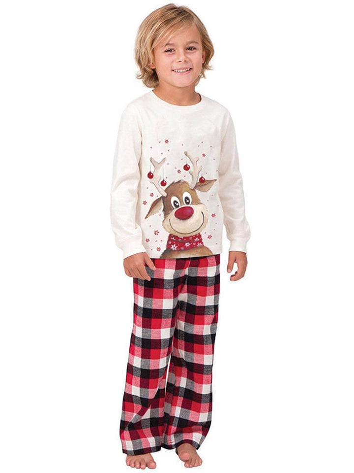 Christmas Älg Print långärmad förälder-barn bär Pyjamas hem kläder Set