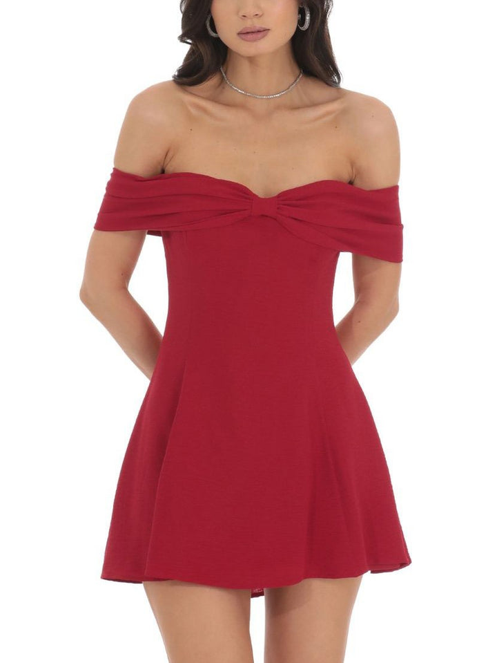 Elegant One Shoulder Bow Mini Dress