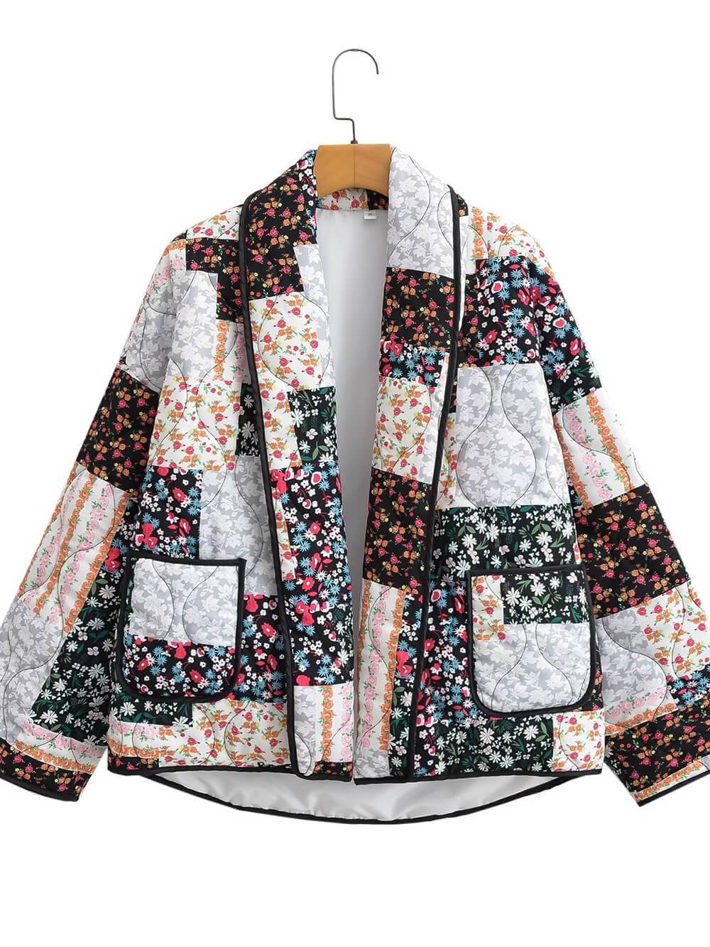 Chaqueta con bolsillo de solapa y estampado de patchwork floral