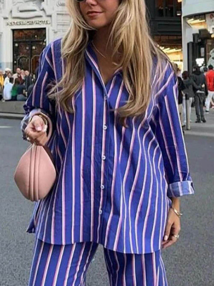 Casual Loose Striped Button-Down Shirt