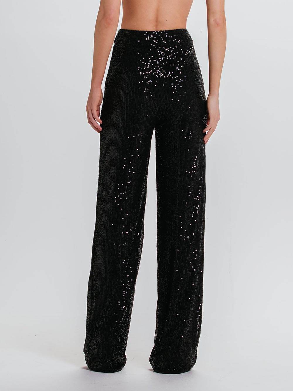 Pantalon de poche taille haute à paillettes de mode classique