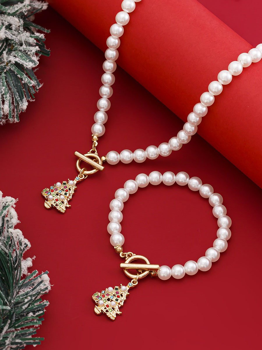 Juletre Pearl Holiday Gift Halskjede Sett