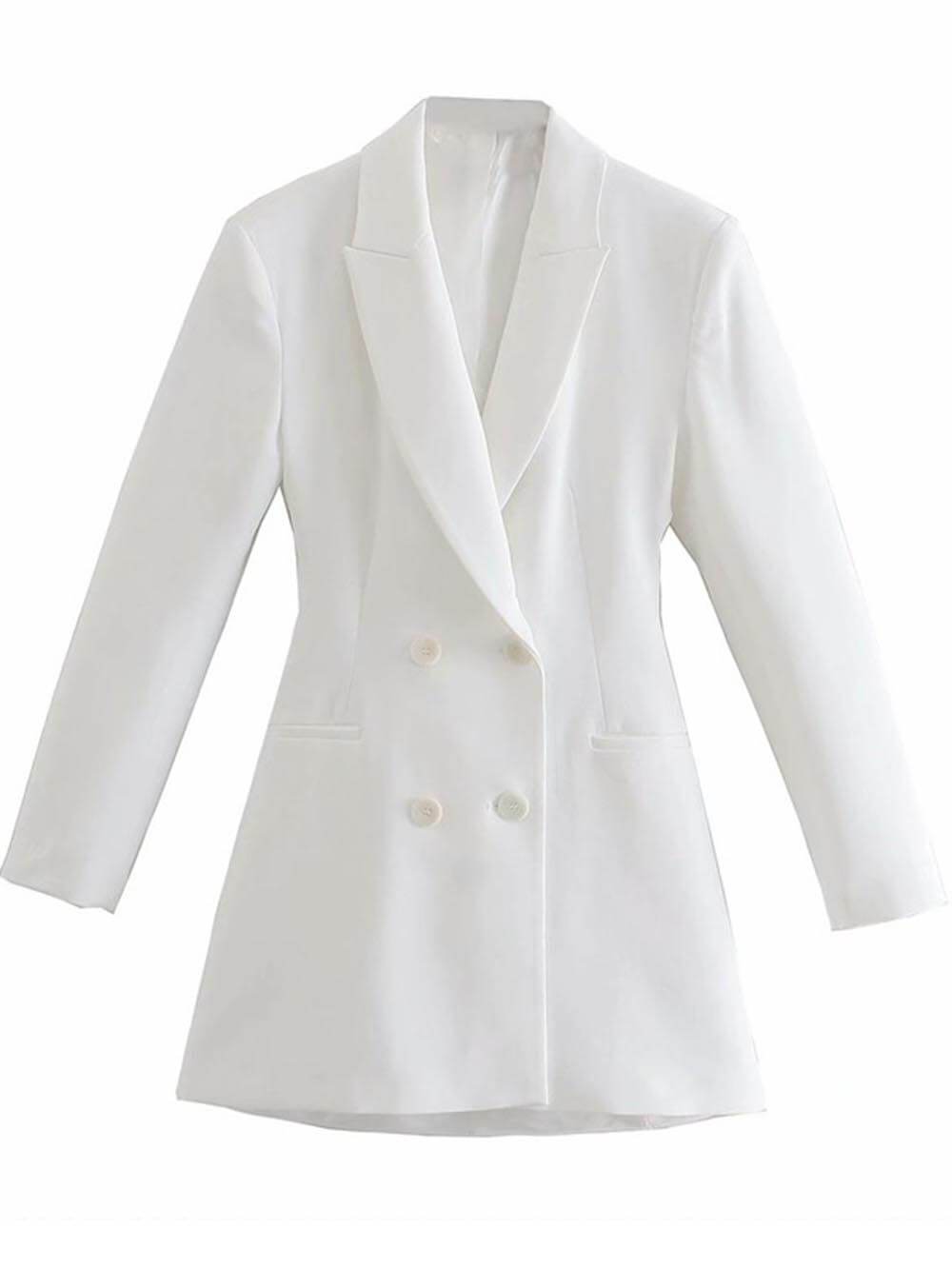 Robe blazer classique à double boutonnage et dos ouvert