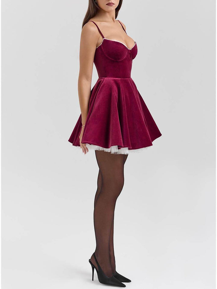 Elegance Year-end Dance Tulle Patchwork Sweetheart Neck Slip Mini Dress