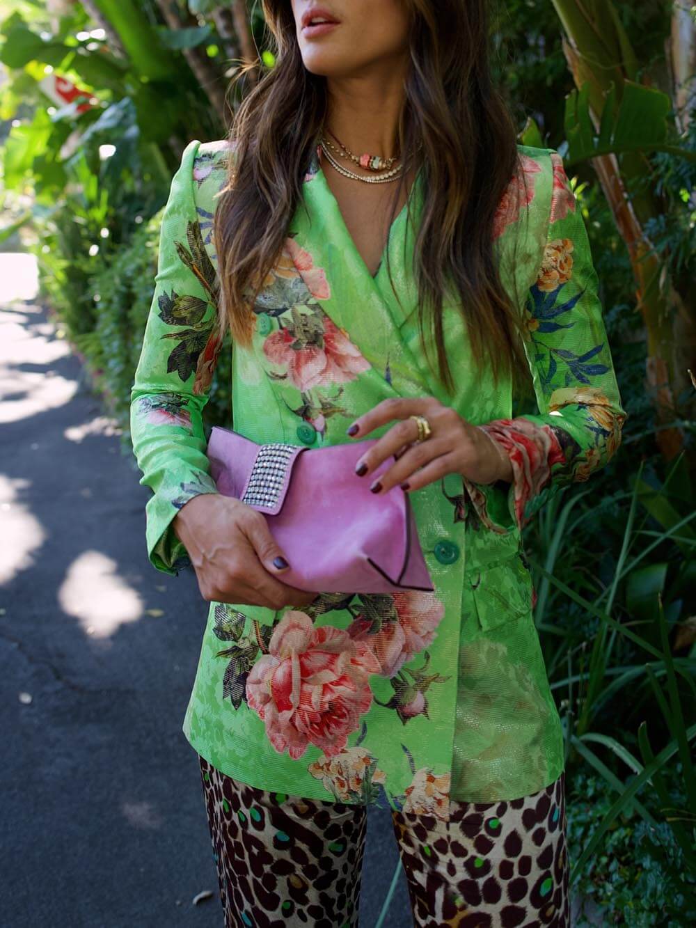 Unique Floral Print Loose Long Sleeve Suit