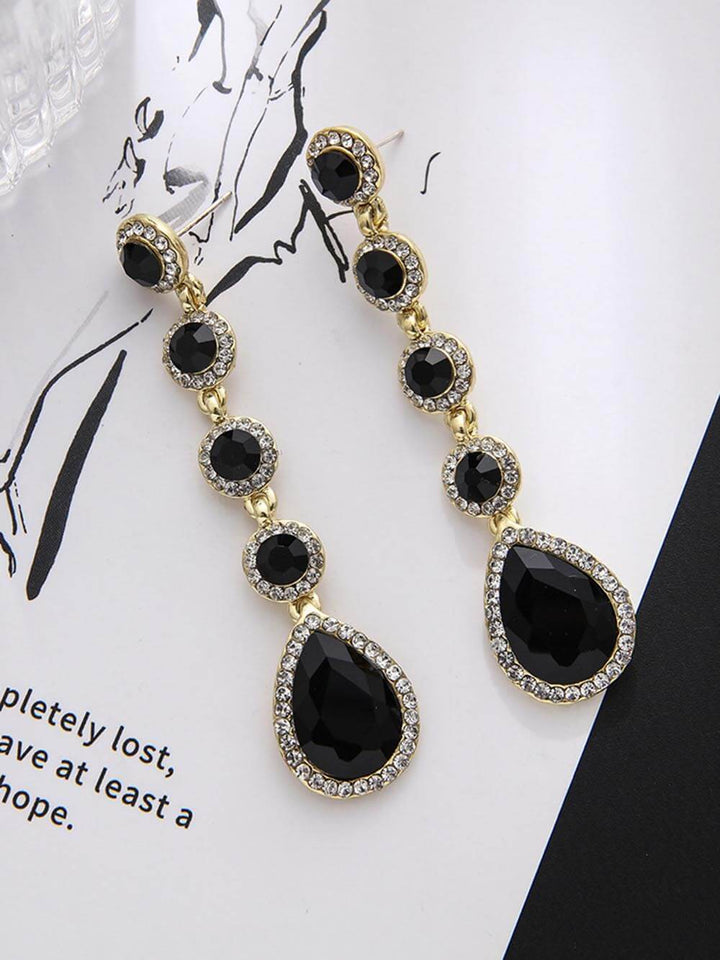 Retro Luxury Diamond-Filled Teardrop Long Earrings