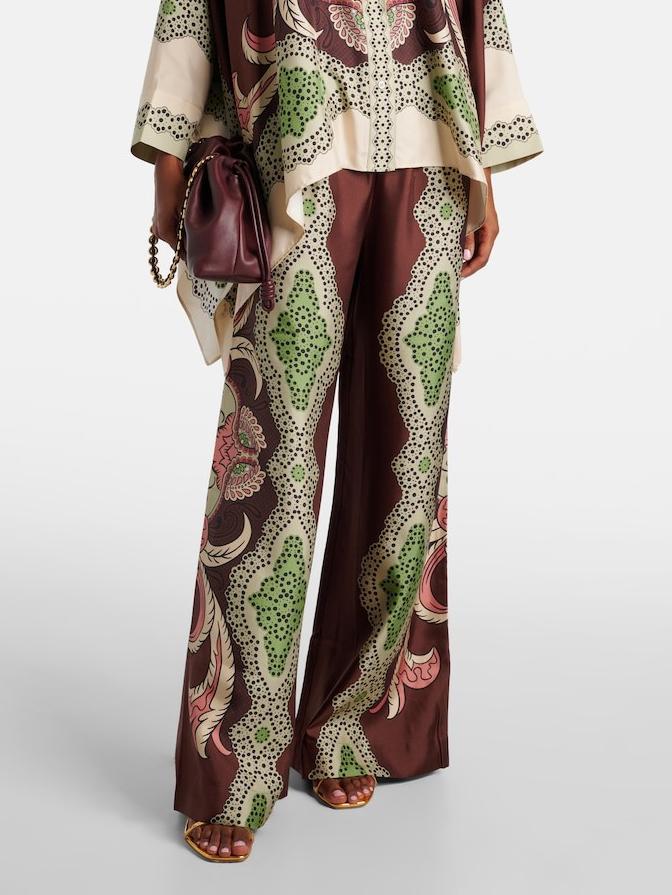 Retro Art Flower Print Loose Wide-leg Pants