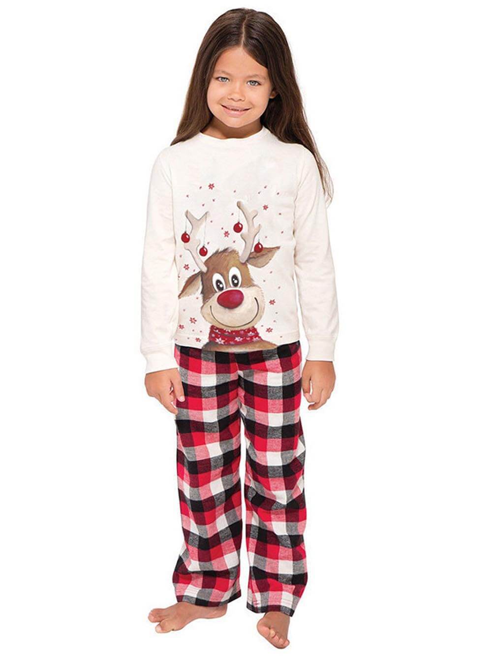 Pyjama de noël imprimé élan, manches longues, vêtements Parent-enfant, ensemble de vêtements de maison