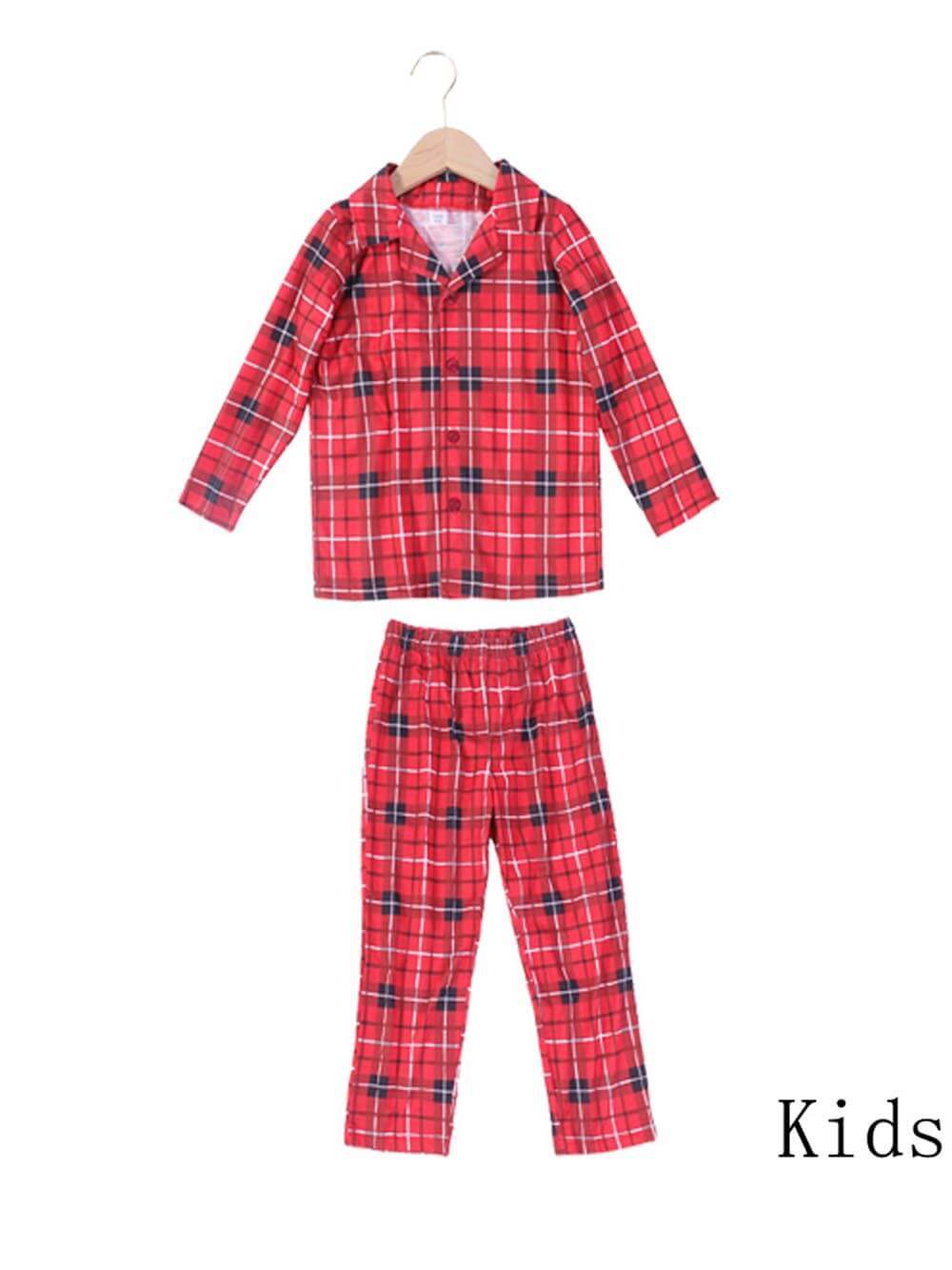 Eltern-Kind-Pyjama-Set mit weihnachtlichem Karomuster