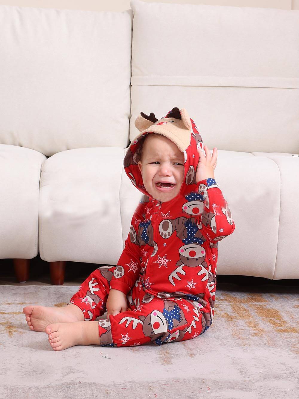 Christmas Elk Print forældre-barn jumpsuit