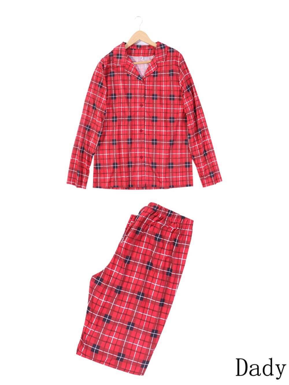 Kerst pyjamaset voor ouders en kinderen met geruite print