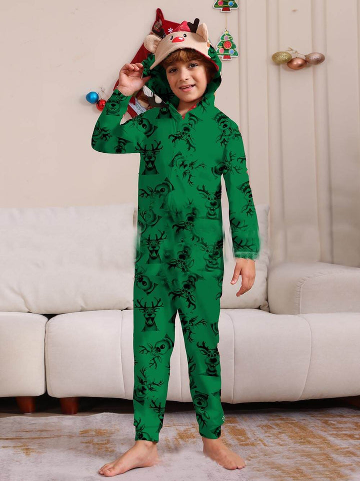 Christmas Elk Print Family One-Piece Pajamas